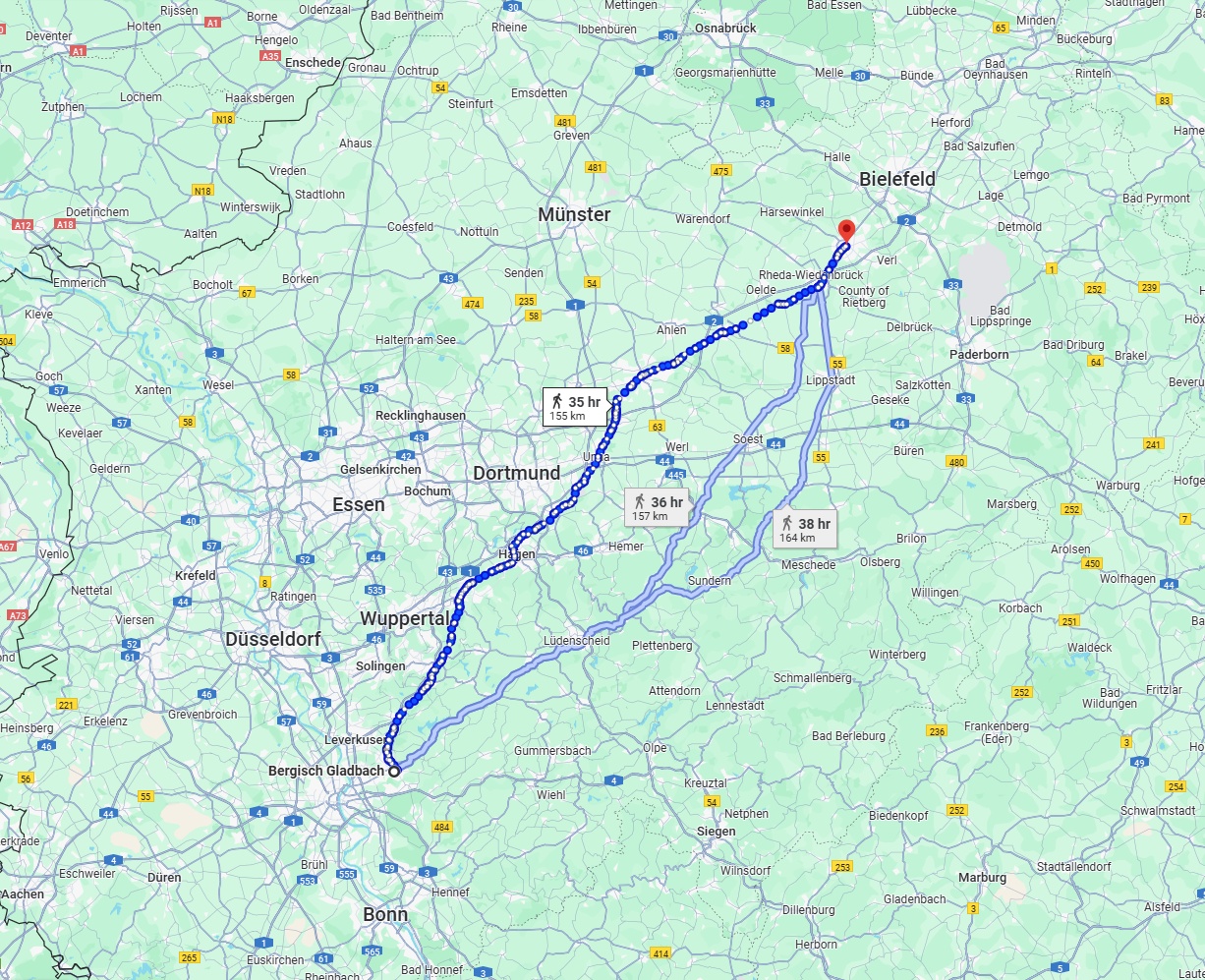 Anreise von Bergisch Gladbach Zu Gütersloh Über 