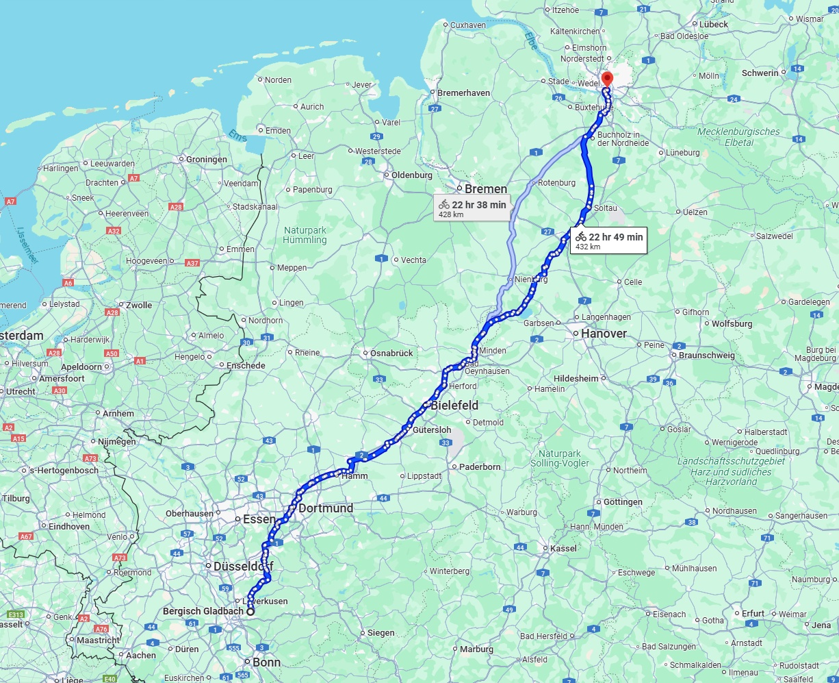 Anreise von Bergisch Gladbach Zu Hamburg Über 