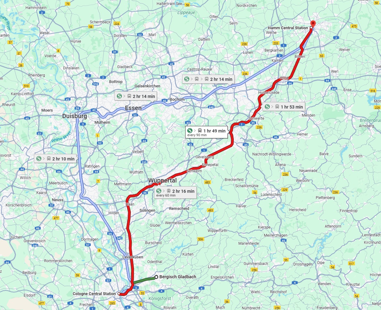 Anreise von Bergisch Gladbach Zu Hamm Über 