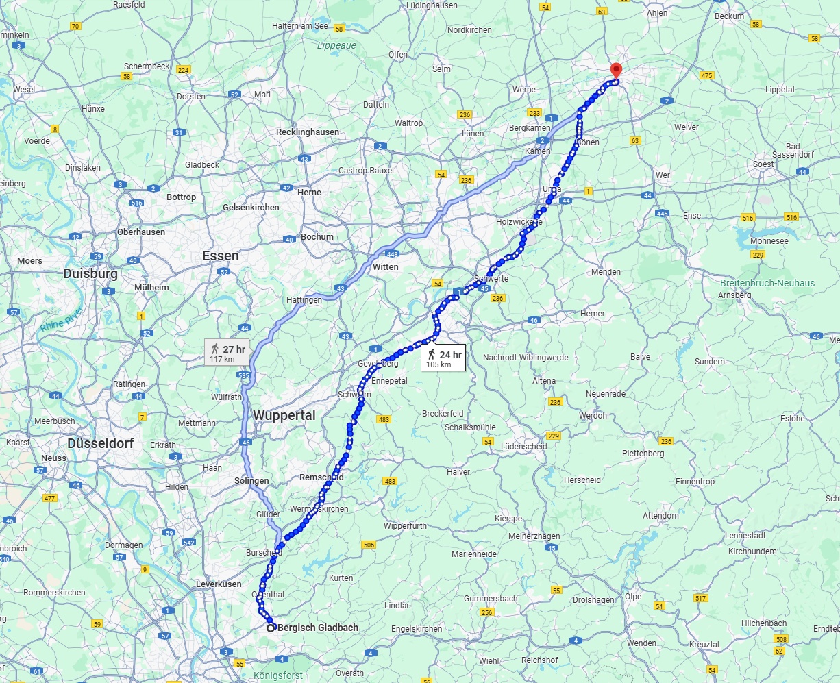Anreise von Bergisch Gladbach Zu Hamm Über 