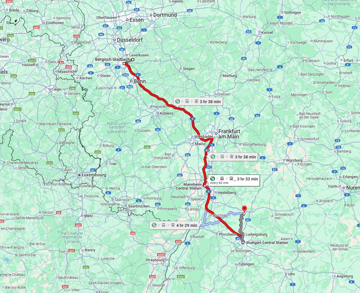 Anreise von Bergisch Gladbach Zu Heilbronn Über 