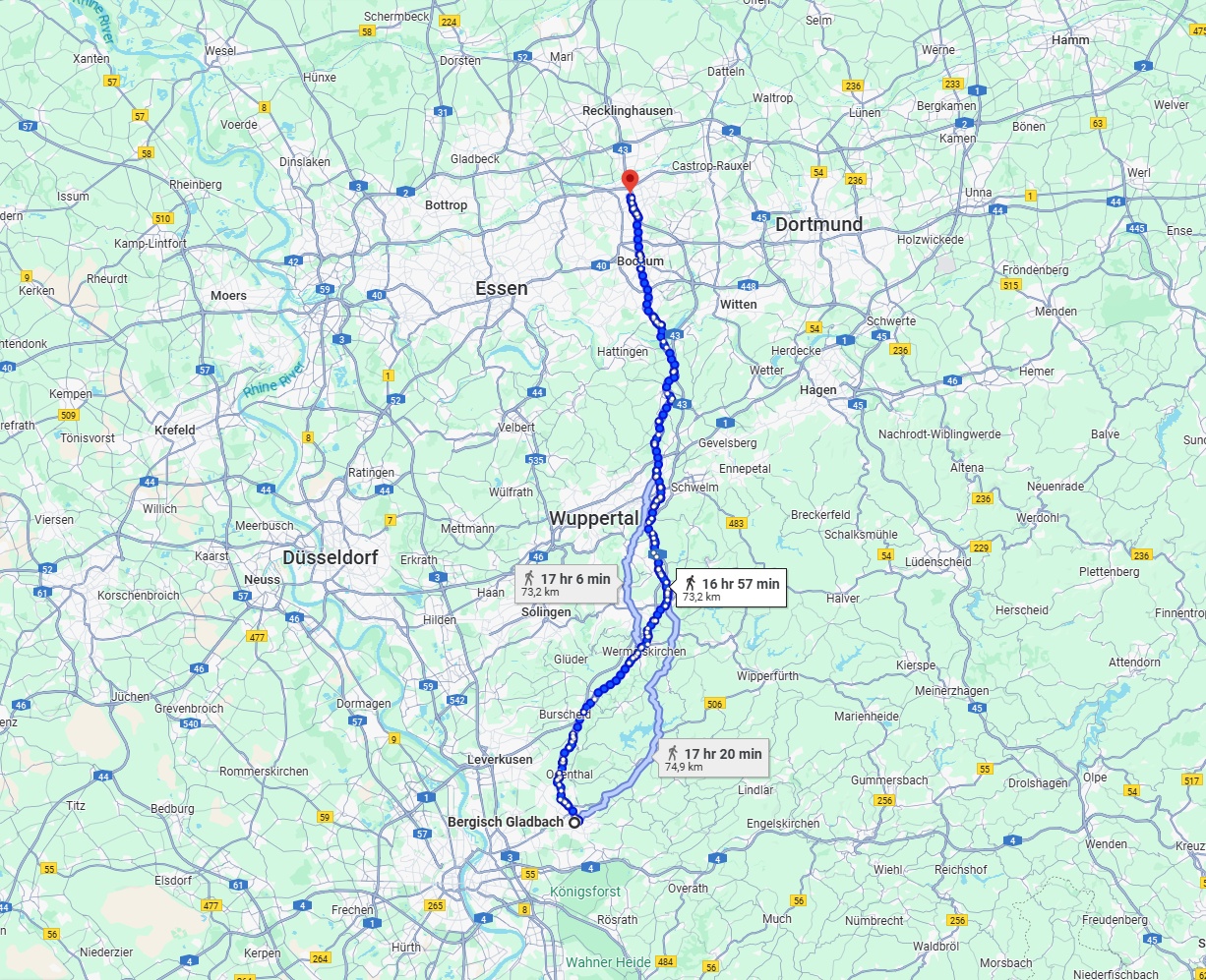Anreise von Bergisch Gladbach Zu Herne Über 