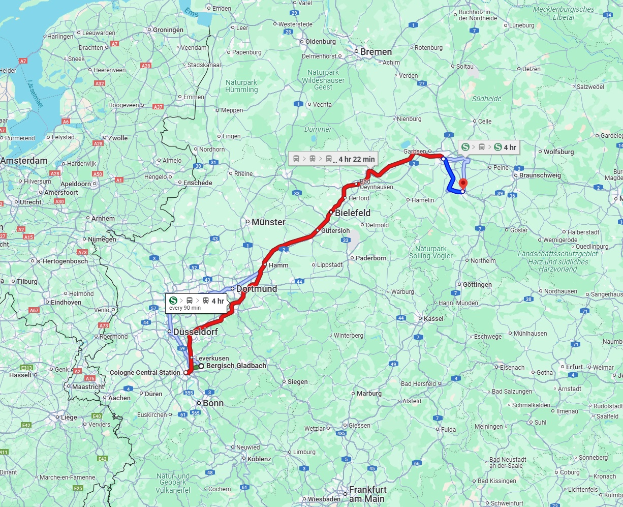 Anreise von Bergisch Gladbach Zu Hildesheim Über 
