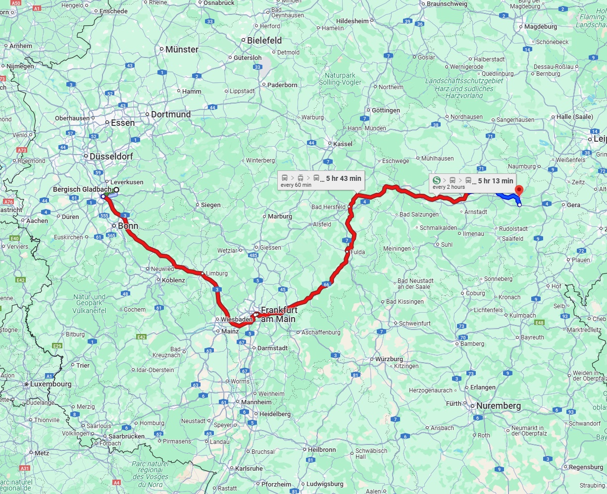 Anreise von Bergisch Gladbach Zu Jena Über 