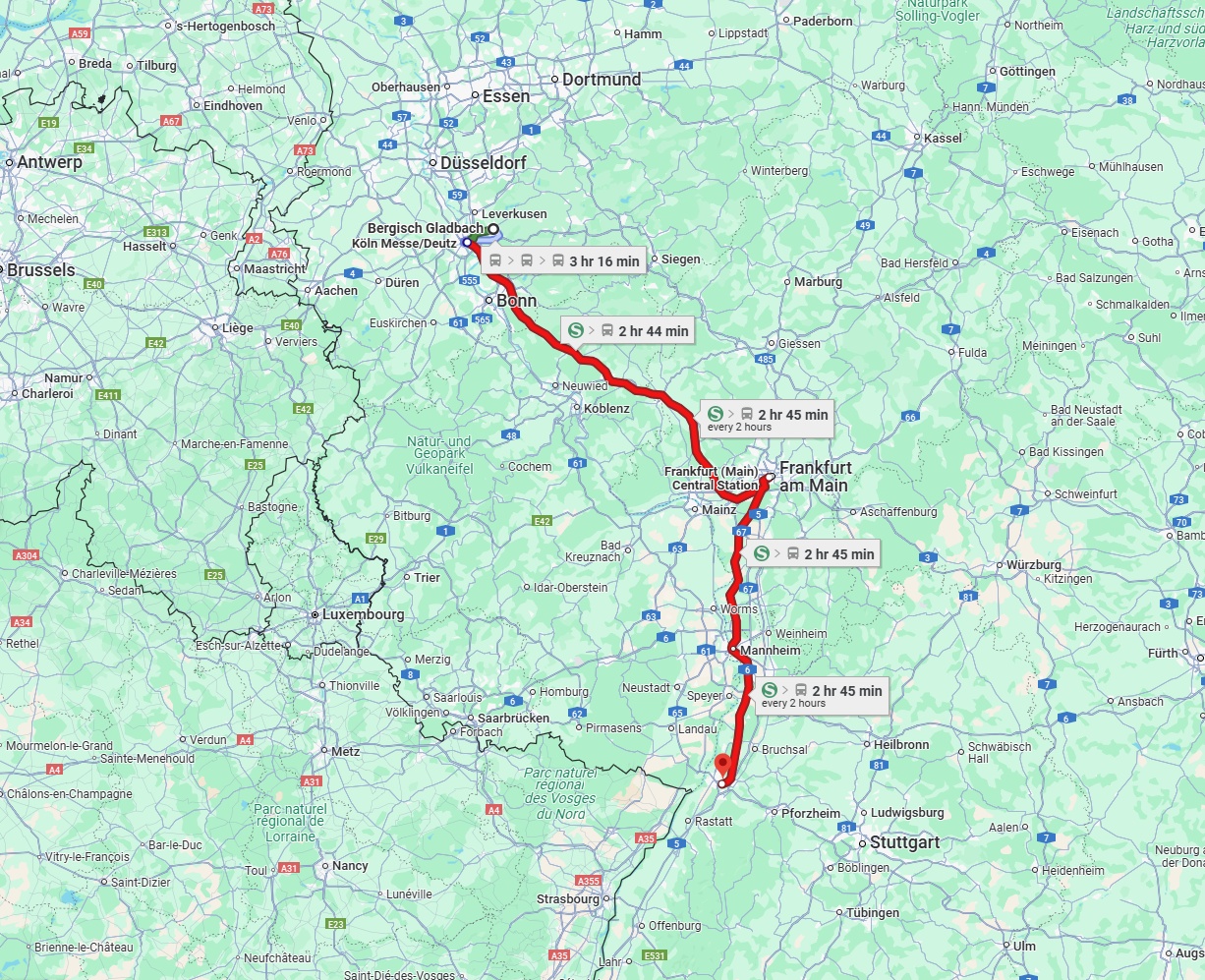 Anreise von Bergisch Gladbach Zu Karlsruhe Über 