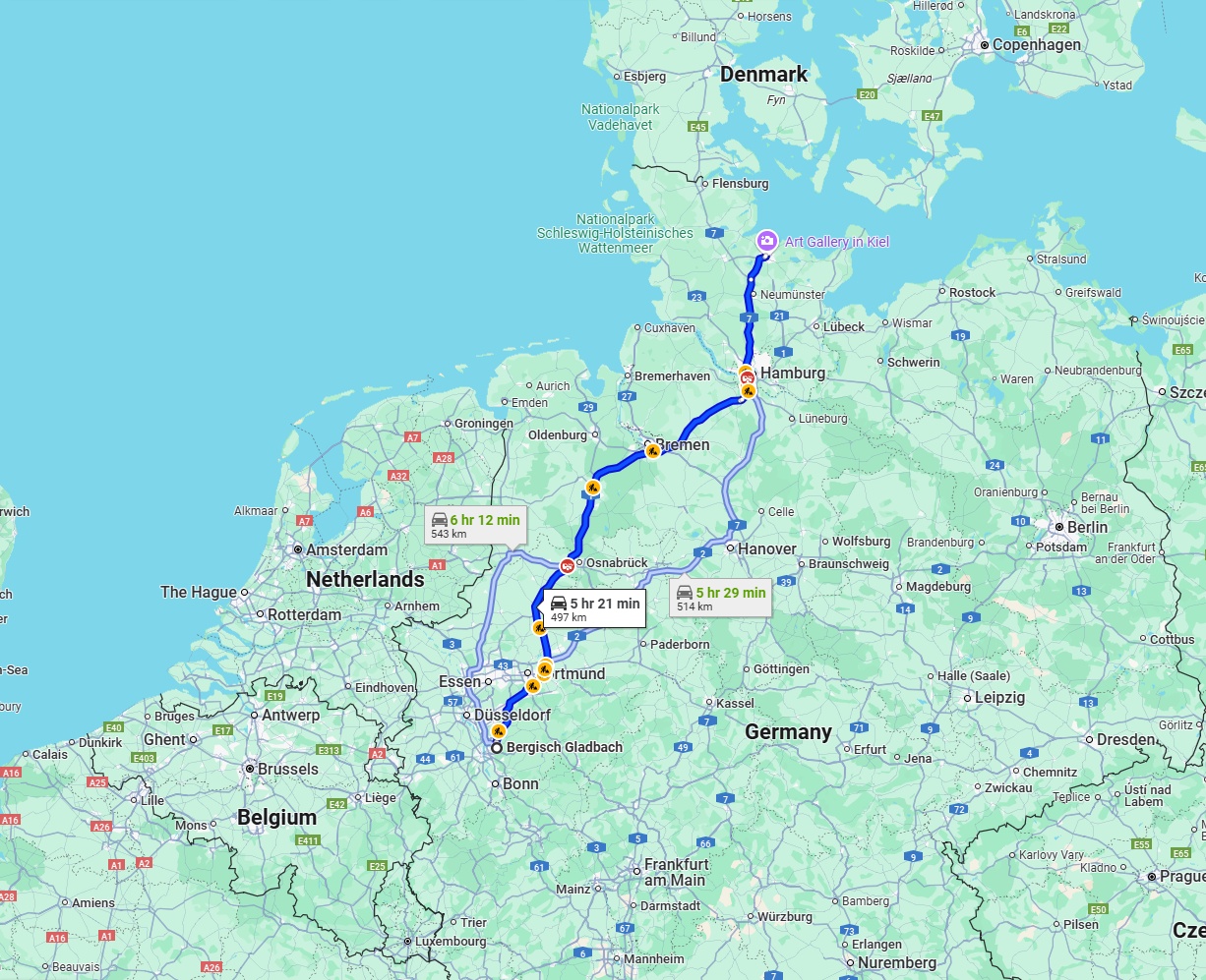 Anreise von Bergisch Gladbach Zu Kiel Über via A1
