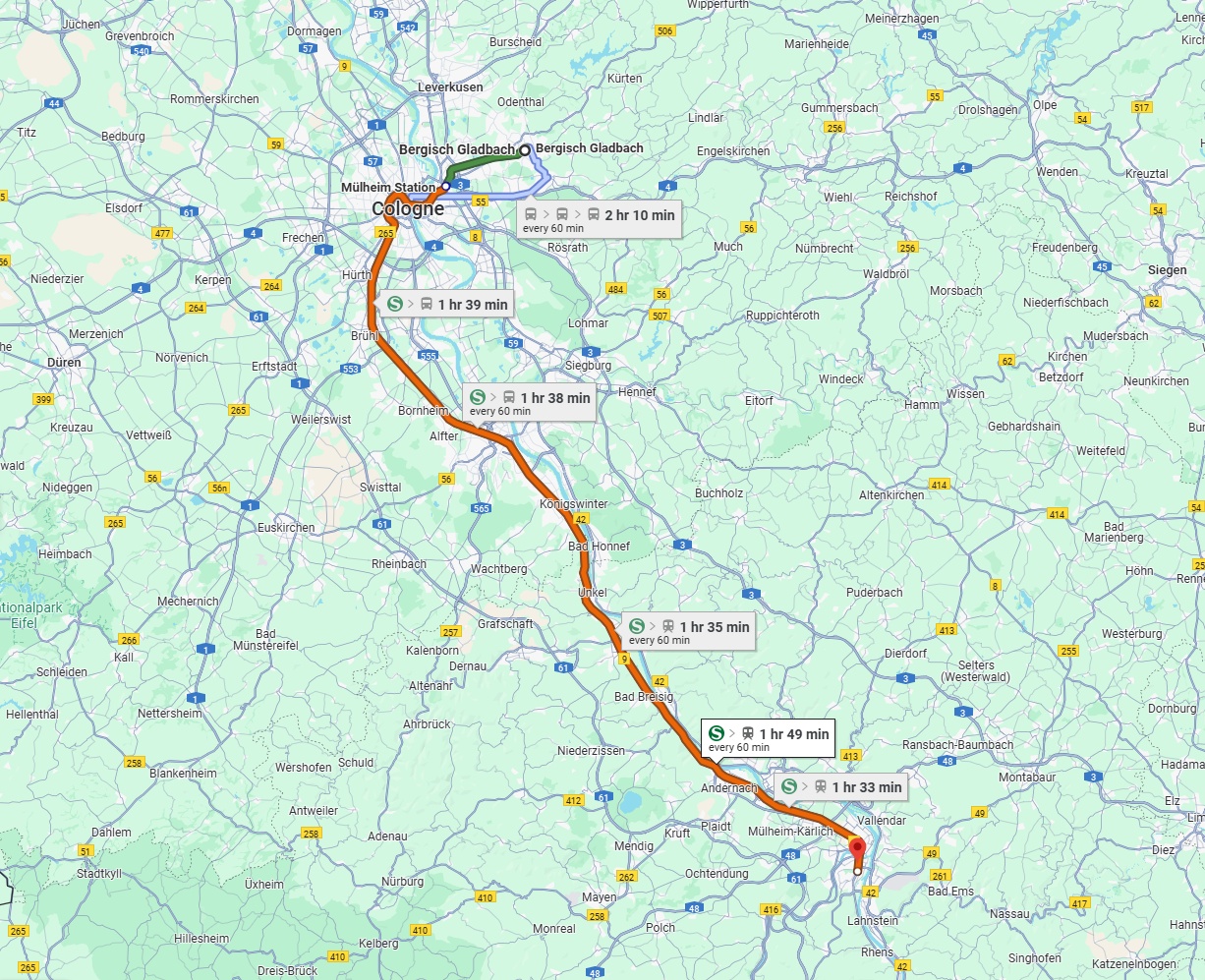 Anreise von Bergisch Gladbach Zu Koblenz Über 