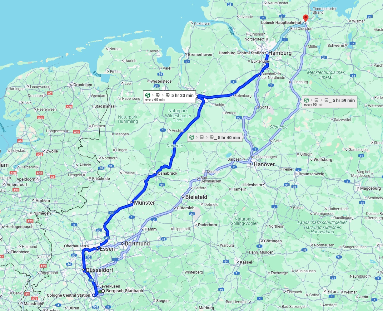 Anreise von Bergisch Gladbach Zu Lübeck Über 