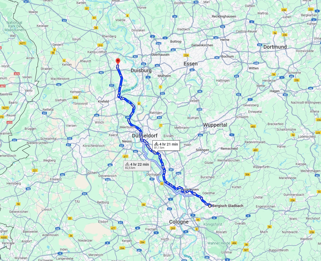Anreise von Bergisch Gladbach Zu Moers Über 