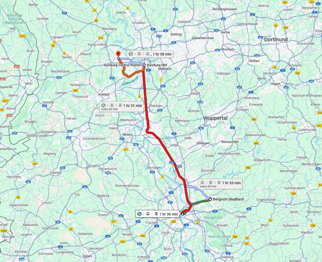 Anreise von Bergisch Gladbach Zu Moers Über 