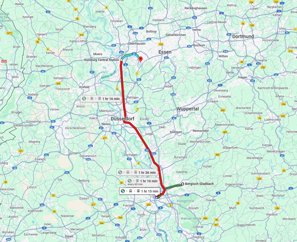 Anreise von Bergisch Gladbach Zu Mülheim an der Ruhr Über 