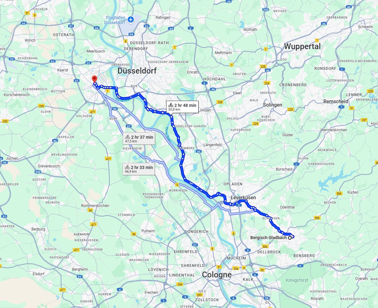 Anreise von Bergisch Gladbach Zu Neuss Über 