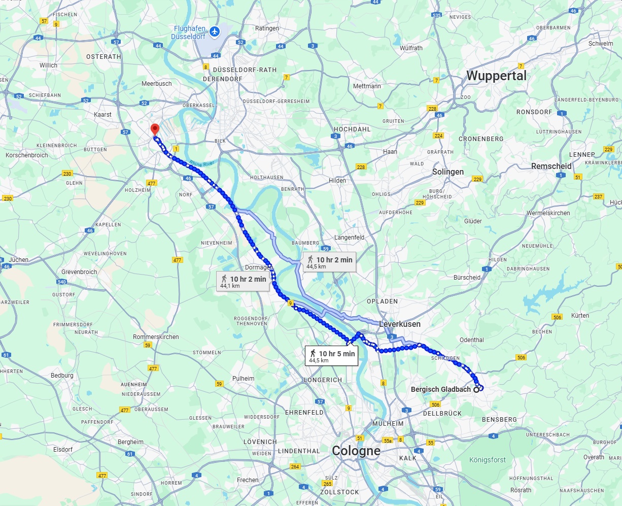Anreise von Bergisch Gladbach Zu Neuss Über 