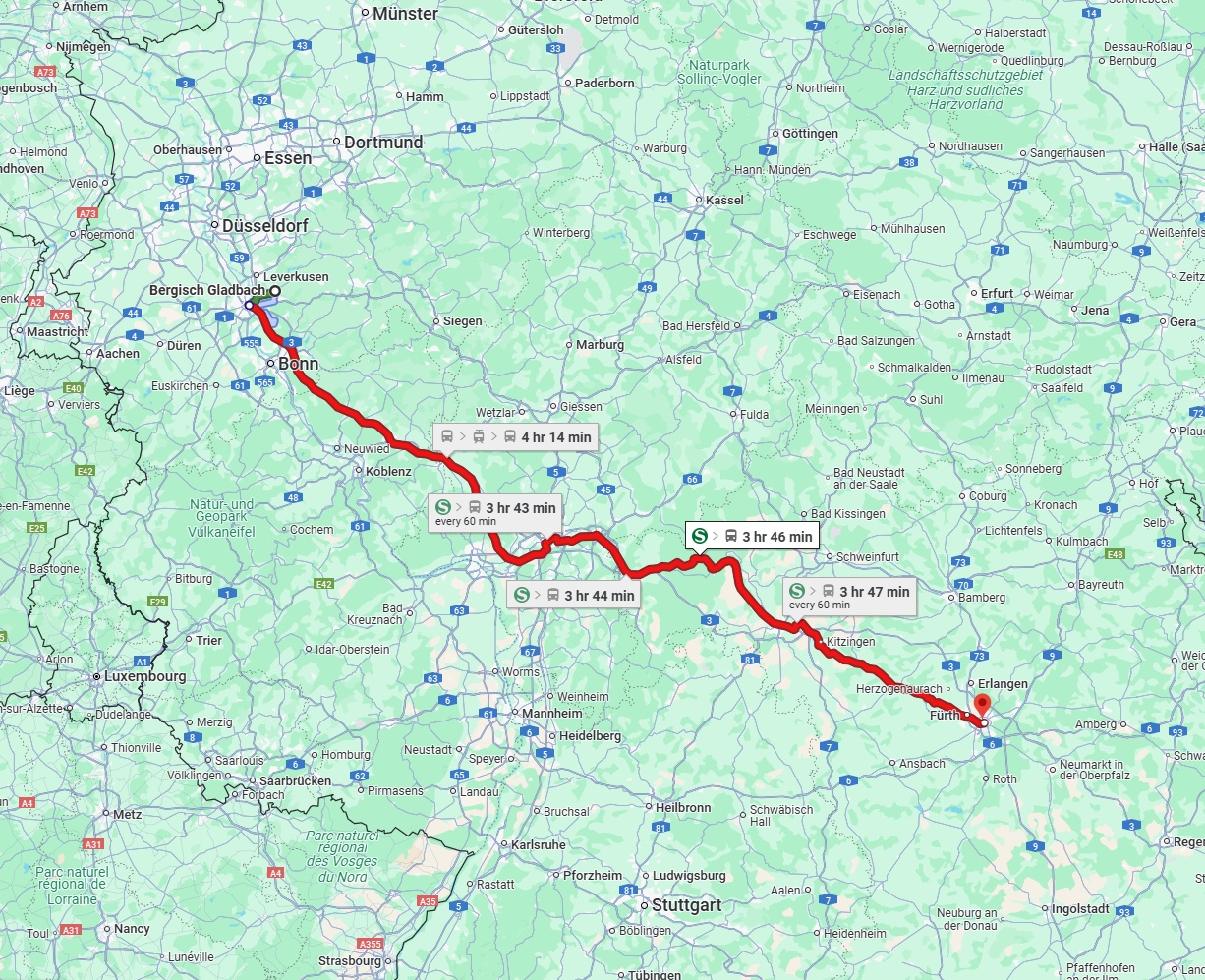 Anreise von Bergisch Gladbach Zu Nürnberg Über 