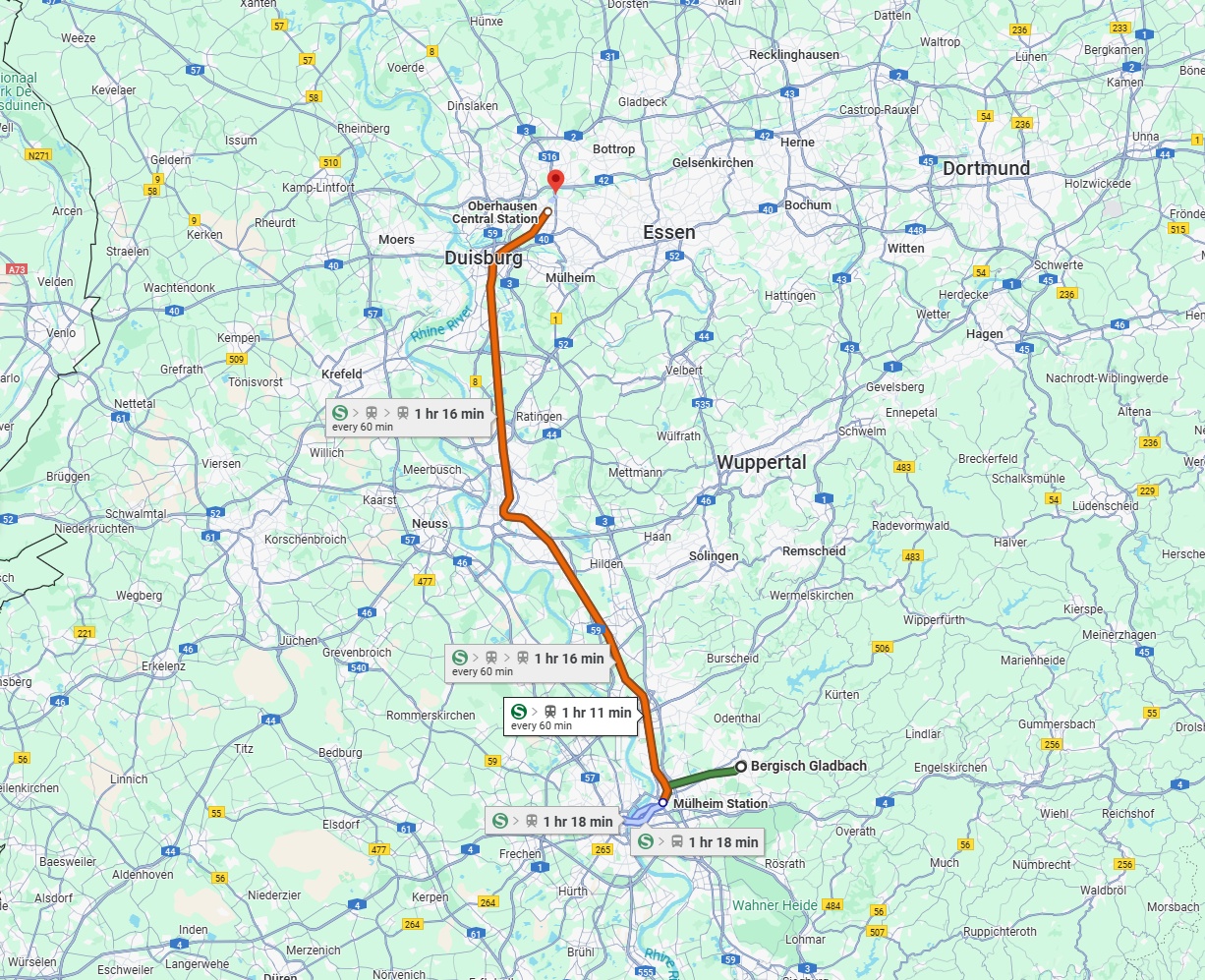 Anreise von Bergisch Gladbach Zu Oberhausen Über 