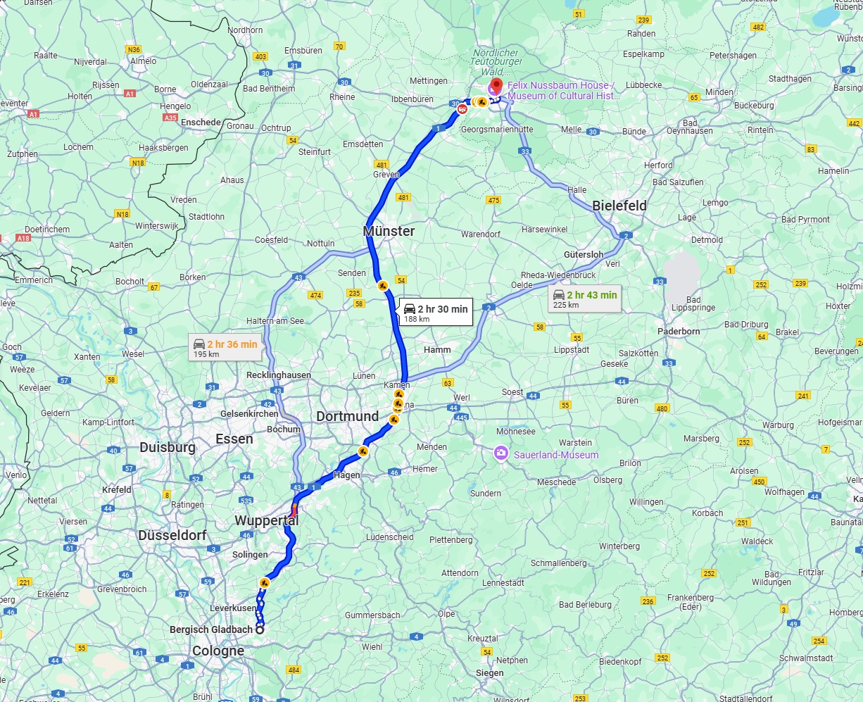 Anreise von Bergisch Gladbach Zu Osnabrück Über via A1