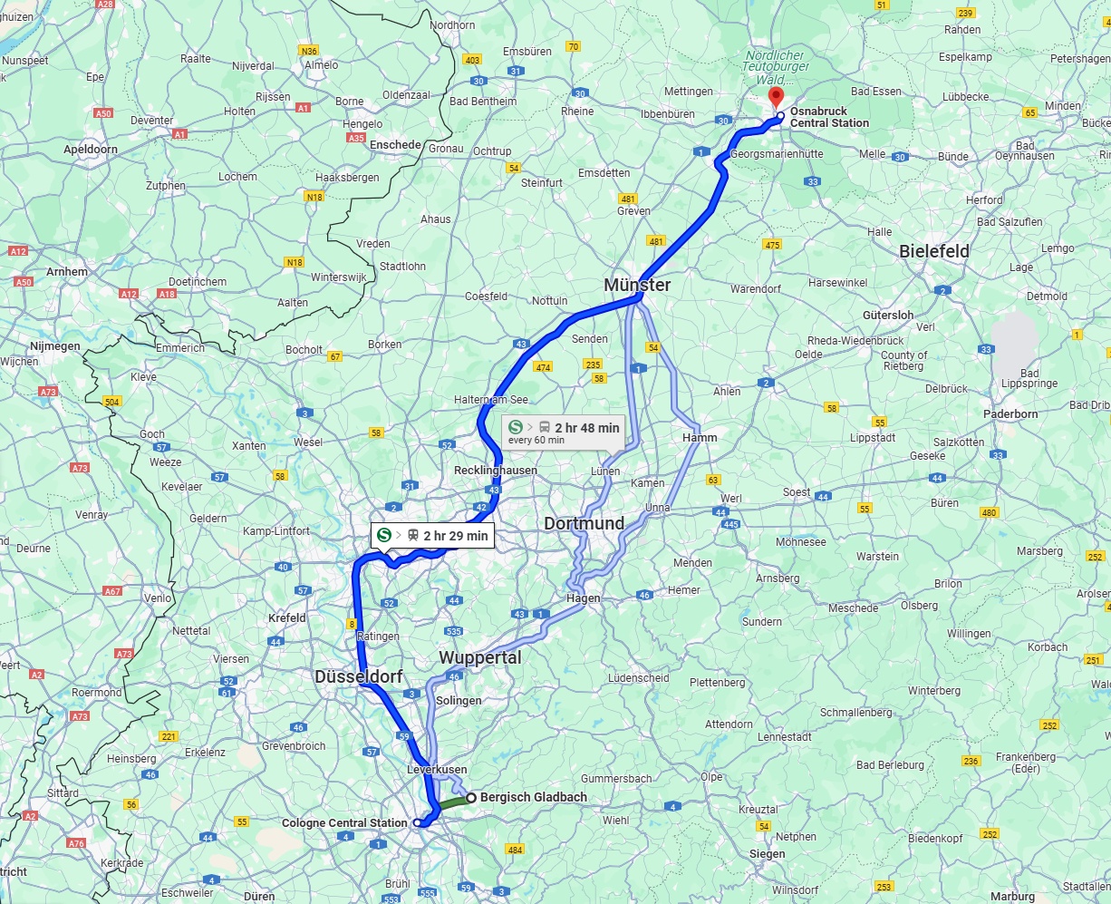 Anreise von Bergisch Gladbach Zu Osnabrück Über 