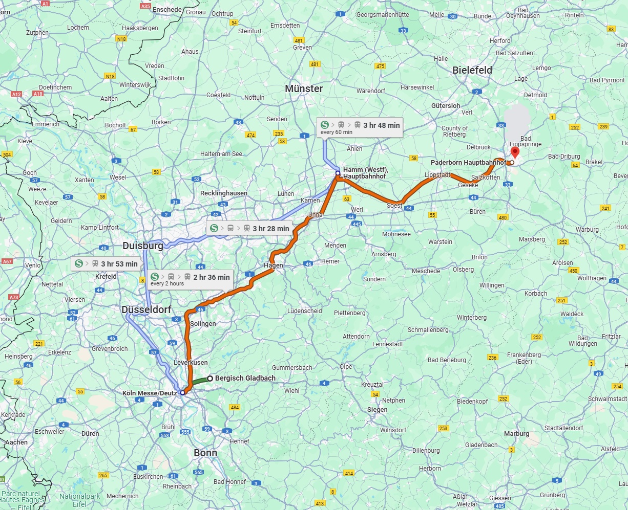 Anreise von Bergisch Gladbach Zu Paderborn Über 