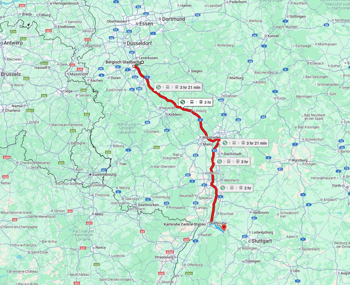 Anreise von Bergisch Gladbach Zu Pforzheim Über 