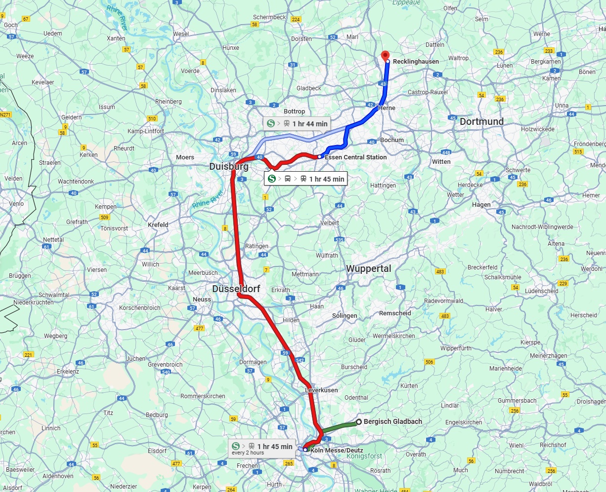 Anreise von Bergisch Gladbach Zu Recklinghausen Über 