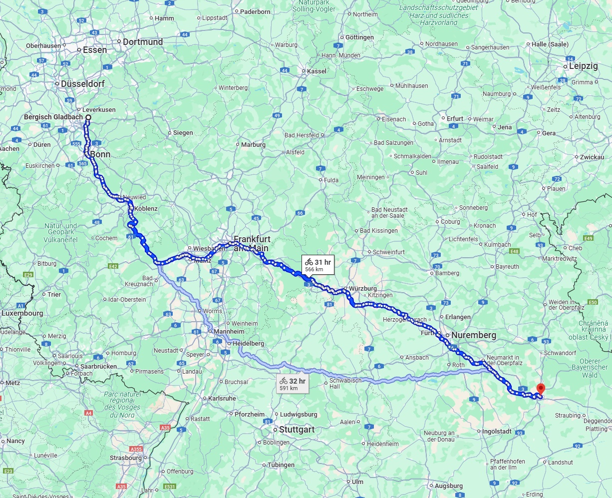 Anreise von Bergisch Gladbach Zu Regensburg Über 