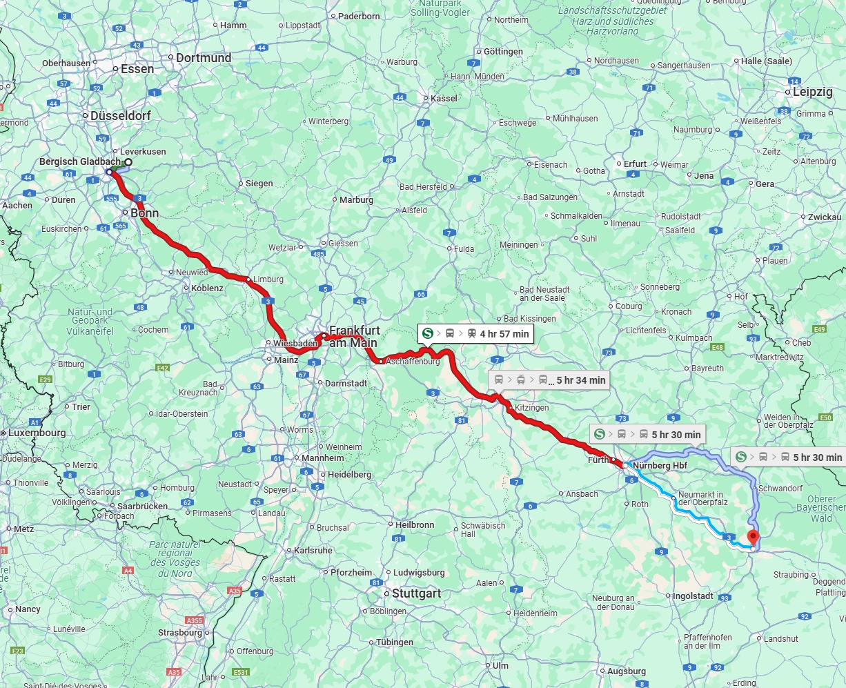 Anreise von Bergisch Gladbach Zu Regensburg Über 