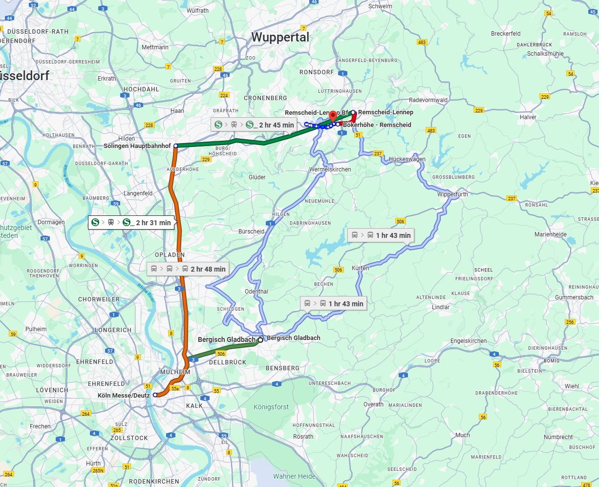 Anreise von Bergisch Gladbach Zu Remscheid Über 