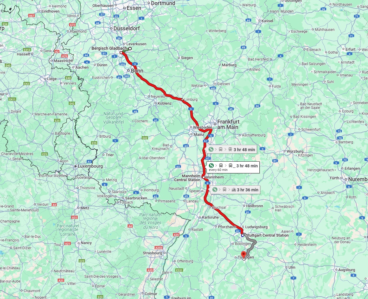 Anreise von Bergisch Gladbach Zu Reutlingen Über 