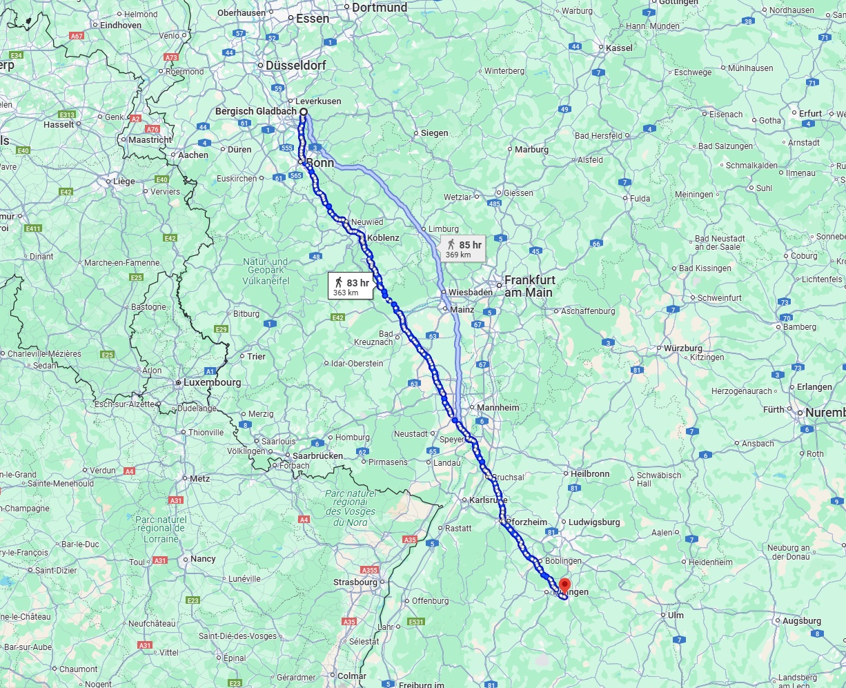 Anreise von Bergisch Gladbach Zu Reutlingen Über 