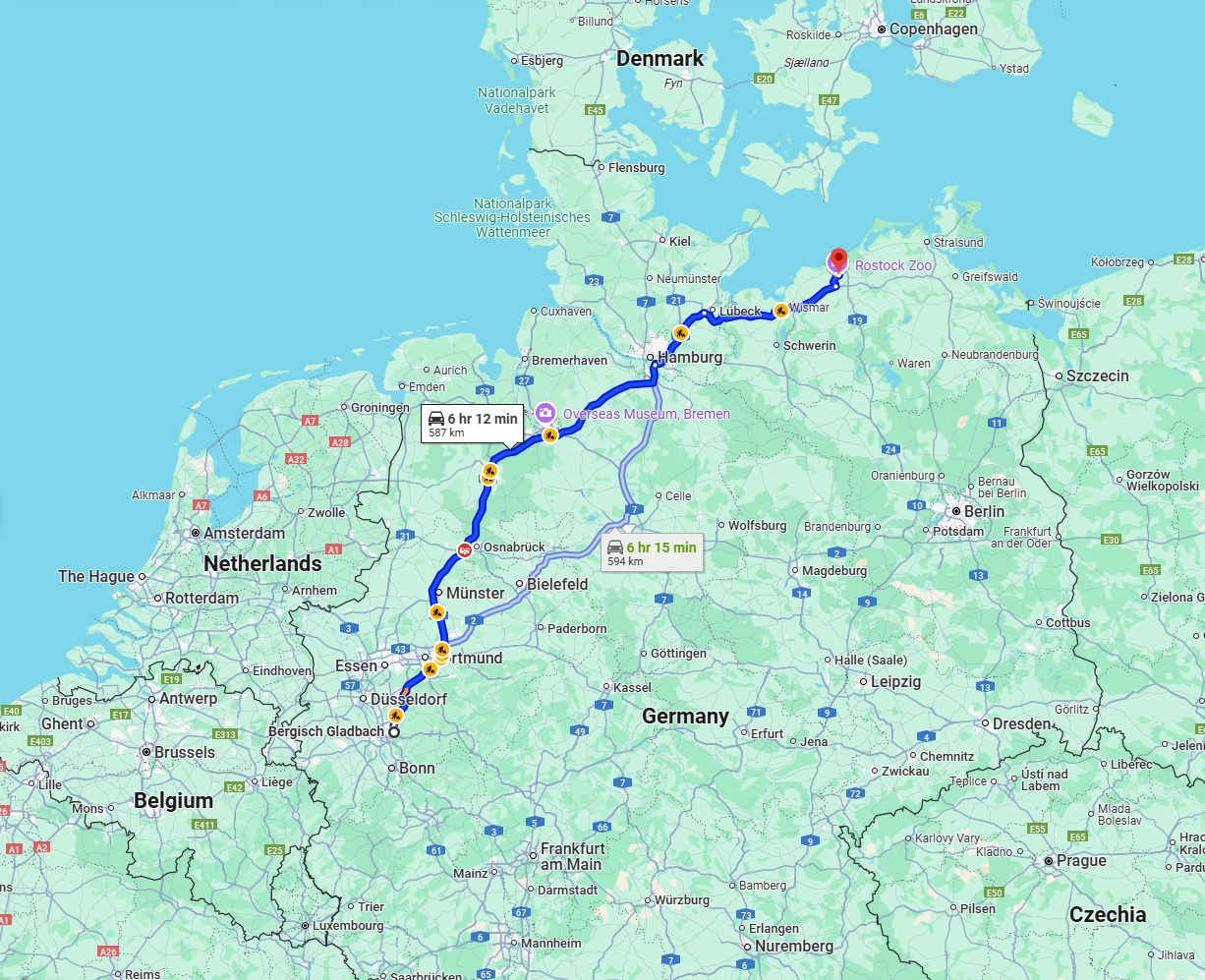 Anreise von Bergisch Gladbach Zu Rostock Über via A1