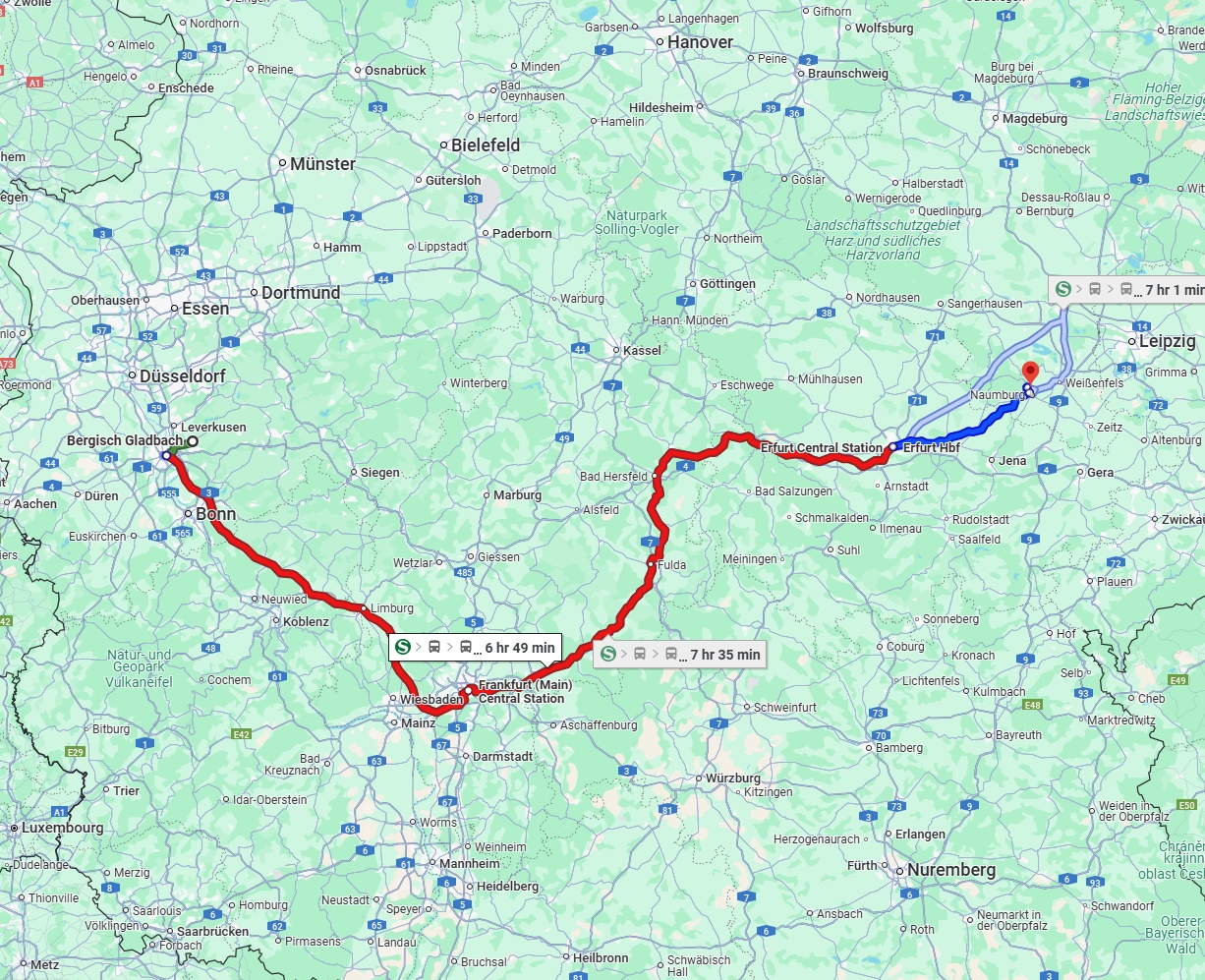 Anreise von Bergisch Gladbach Zu Saale Über 