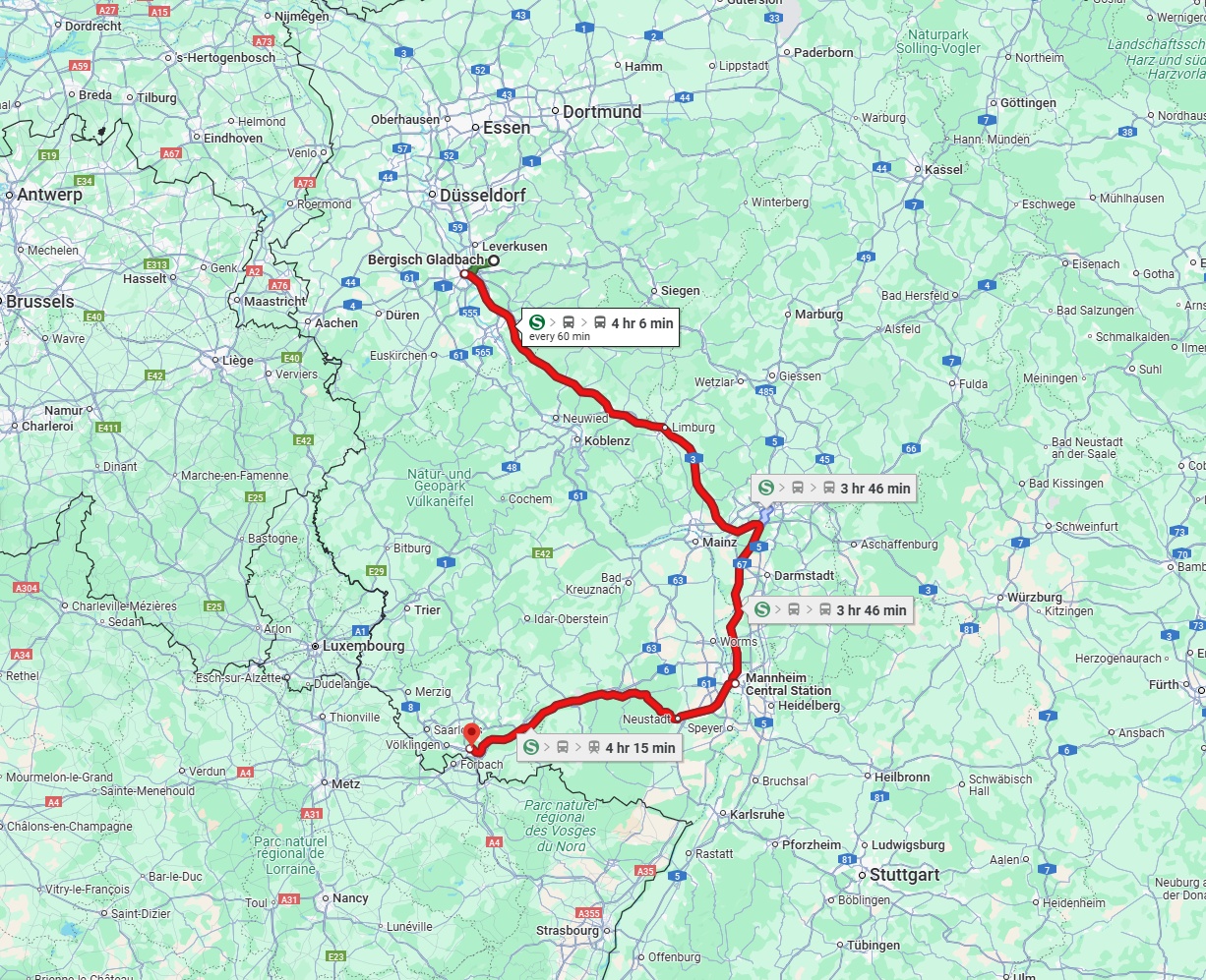Anreise von Bergisch Gladbach Zu Saarbrücken Über 