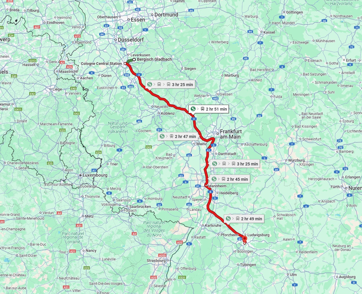 Anreise von Bergisch Gladbach Zu Stuttgart Über 