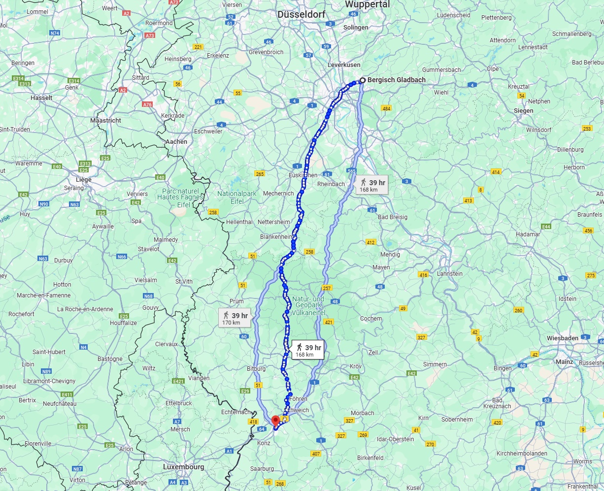 Anreise von Bergisch Gladbach Zu Trier Über 