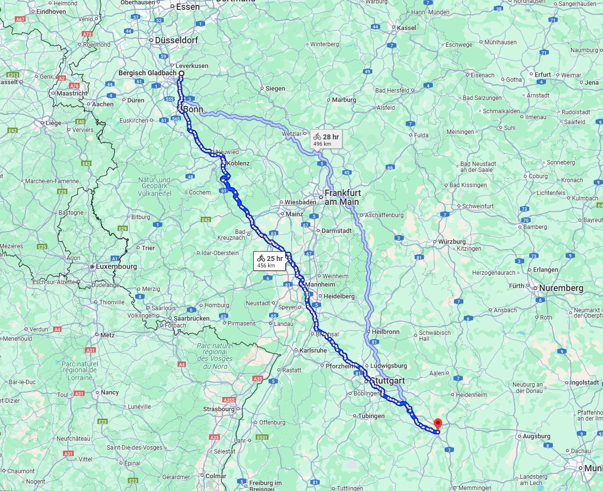 Anreise von Bergisch Gladbach Zu Ulm Über 