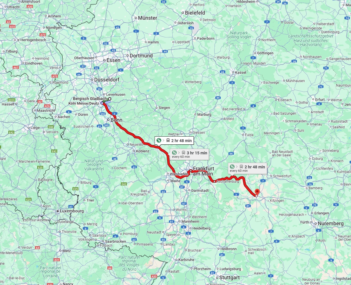 Anreise von Bergisch Gladbach Zu Würzburg Über 