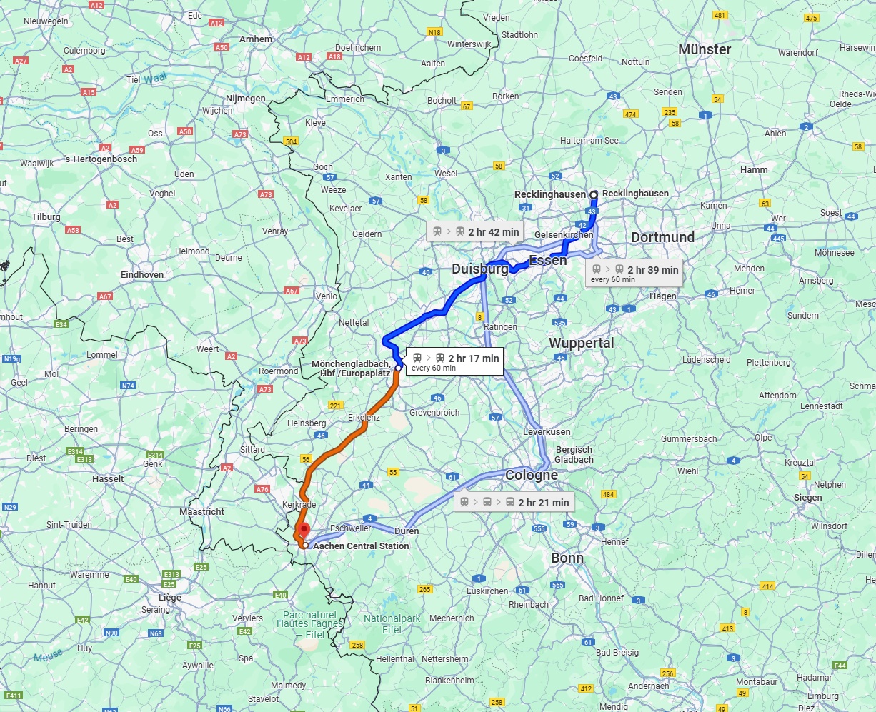 Anreise von Recklinghausen Zu Aachen Über 
