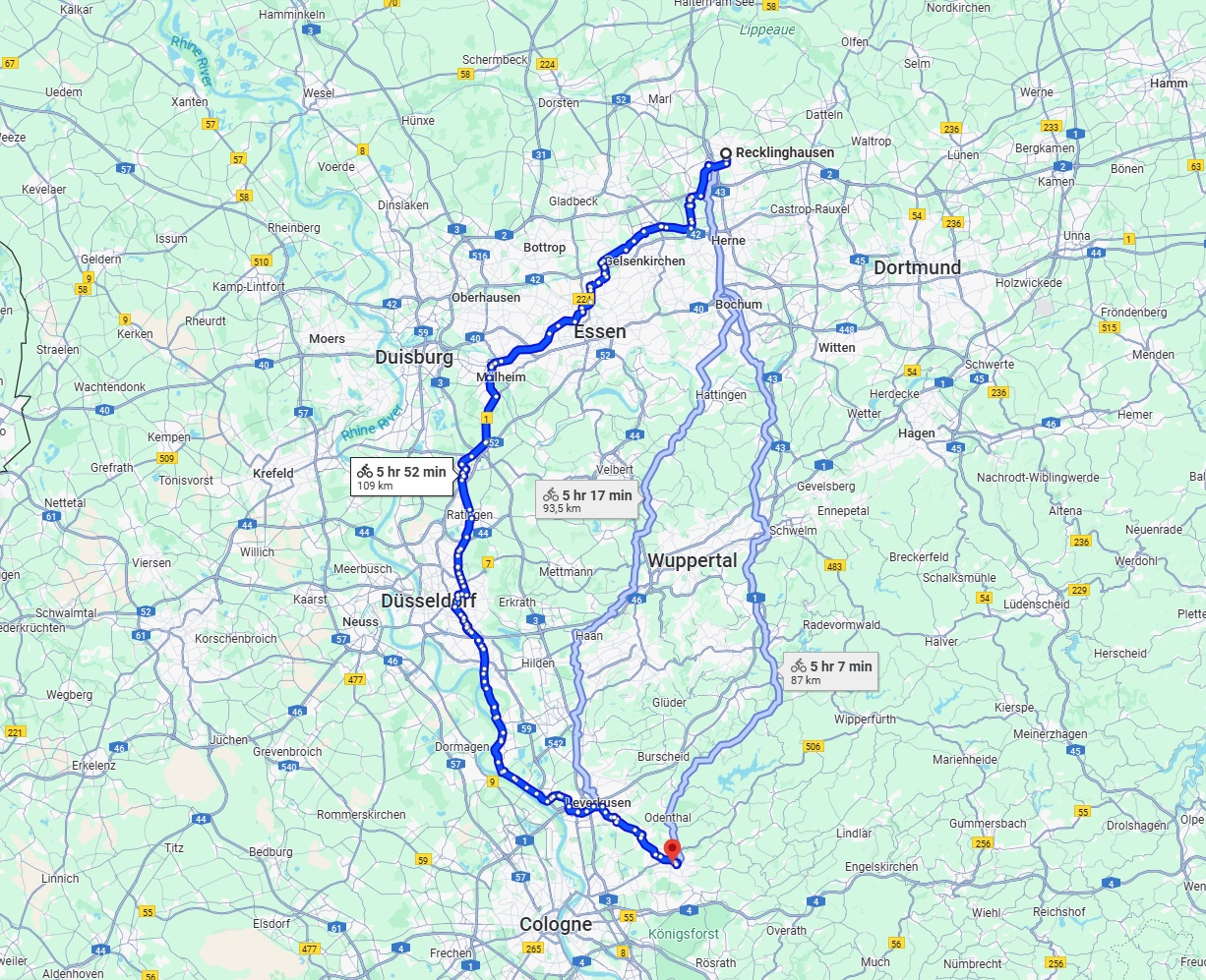 Anreise von Recklinghausen Zu Bergisch Gladbach Über 