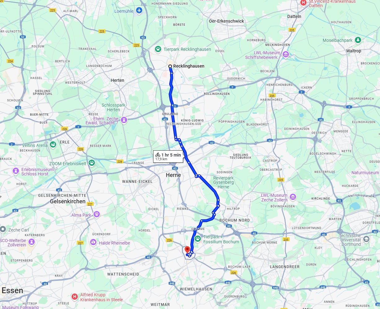 Anreise von Recklinghausen Zu Bochum Über 
