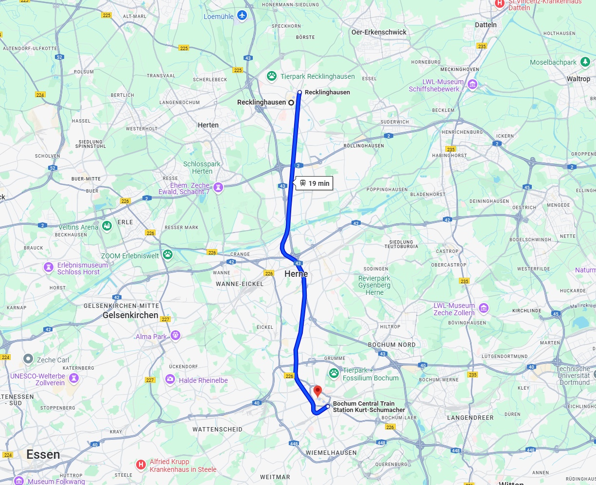 Anreise von Recklinghausen Zu Bochum Über 