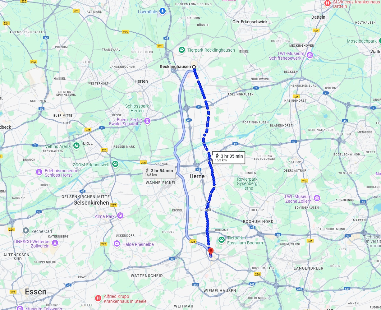 Anreise von Recklinghausen Zu Bochum Über 