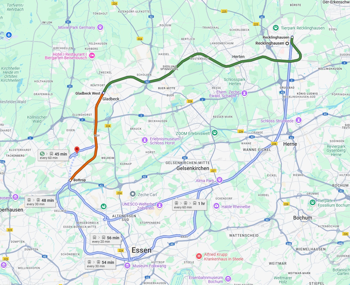 Anreise von Recklinghausen Zu Bottrop Über 