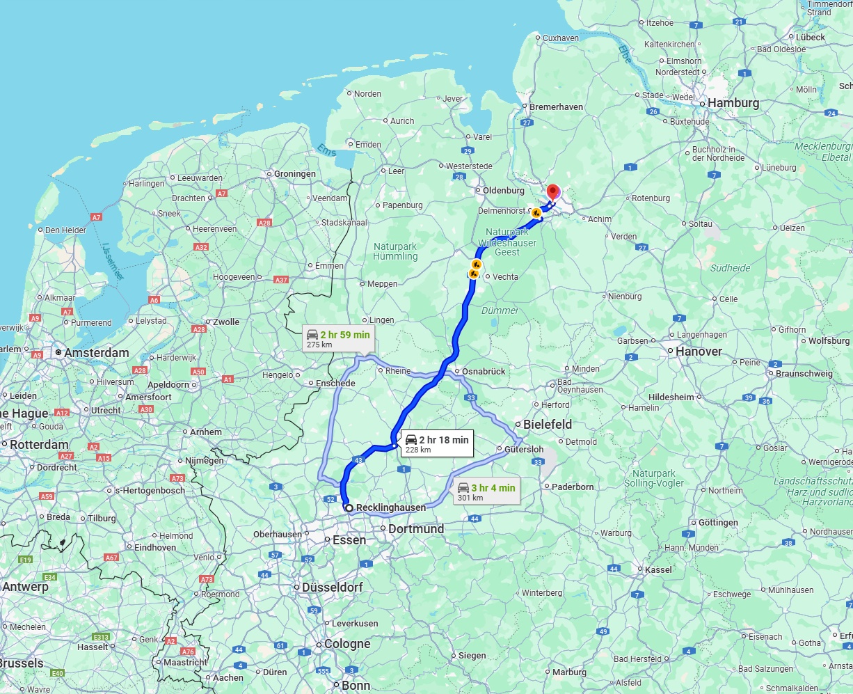 Anreise von Recklinghausen Zu Bremen Über via A1