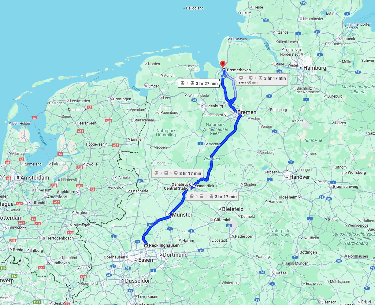 Anreise von Recklinghausen Zu Bremerhaven Über 