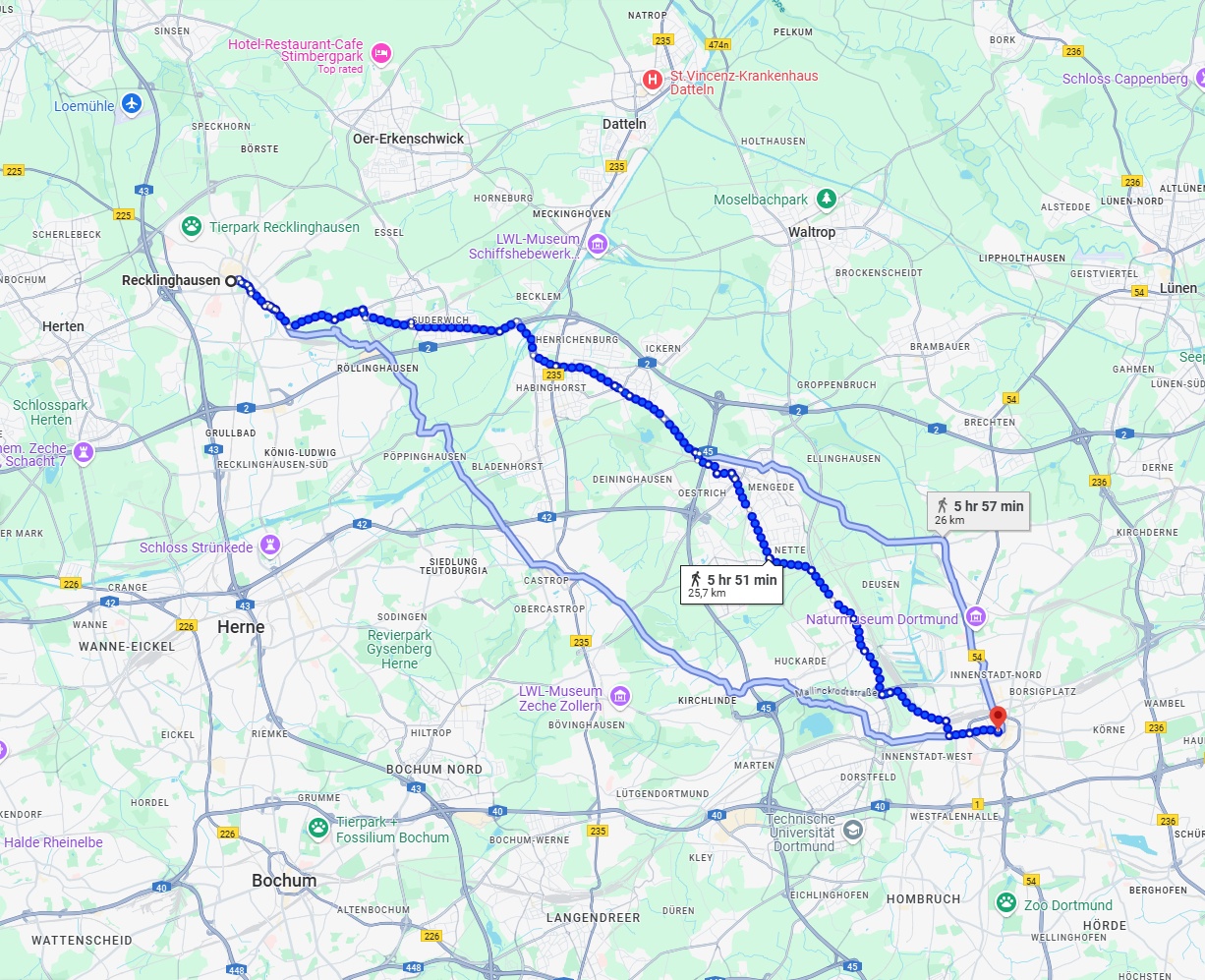 Anreise von Recklinghausen Zu Dortmund Über 