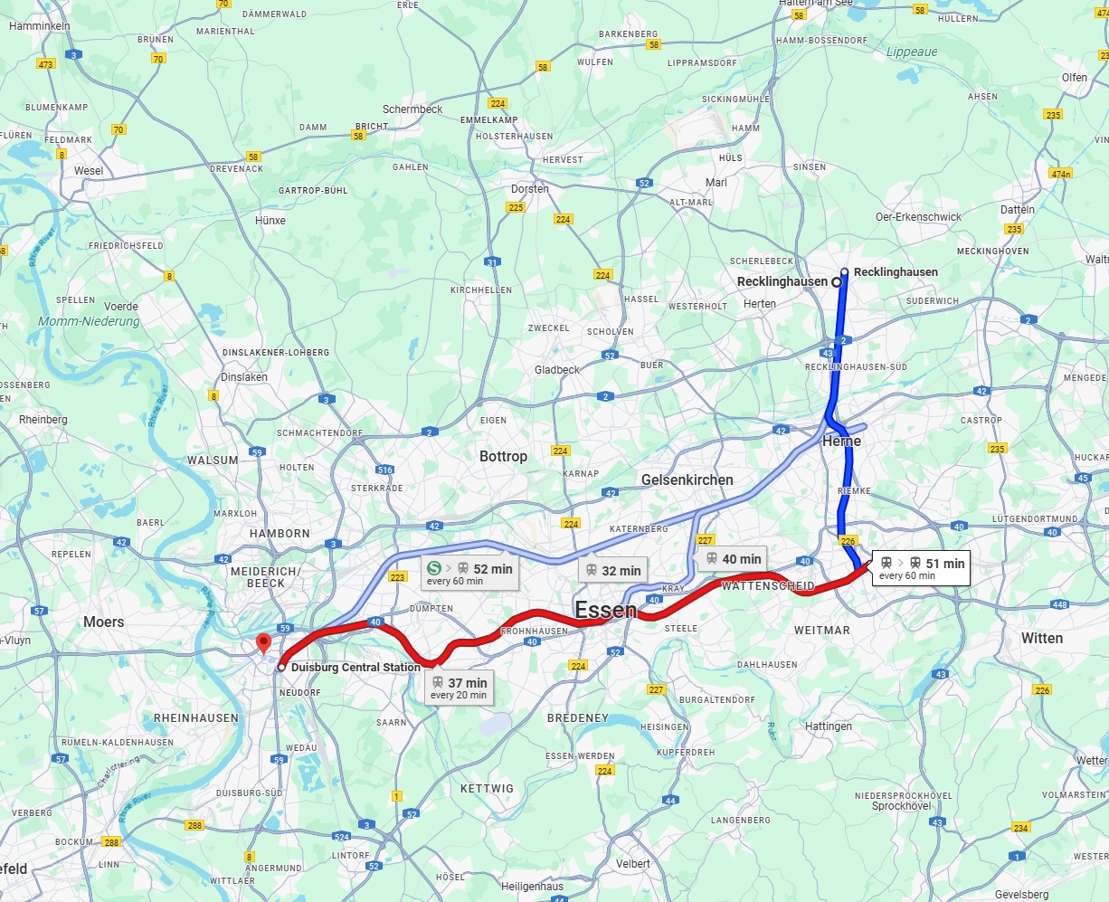 Anreise von Recklinghausen Zu Duisburg Über 