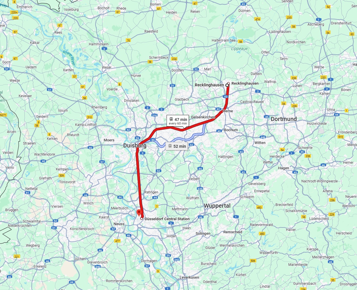 Anreise von Recklinghausen Zu Düsseldorf Über 