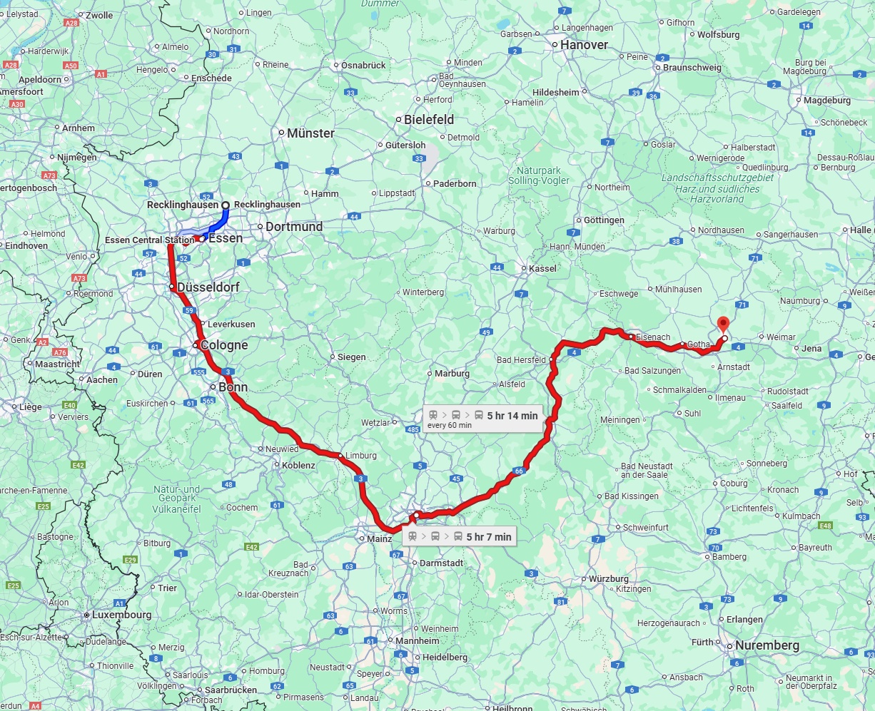 Anreise von Recklinghausen Zu Erfurt Über 