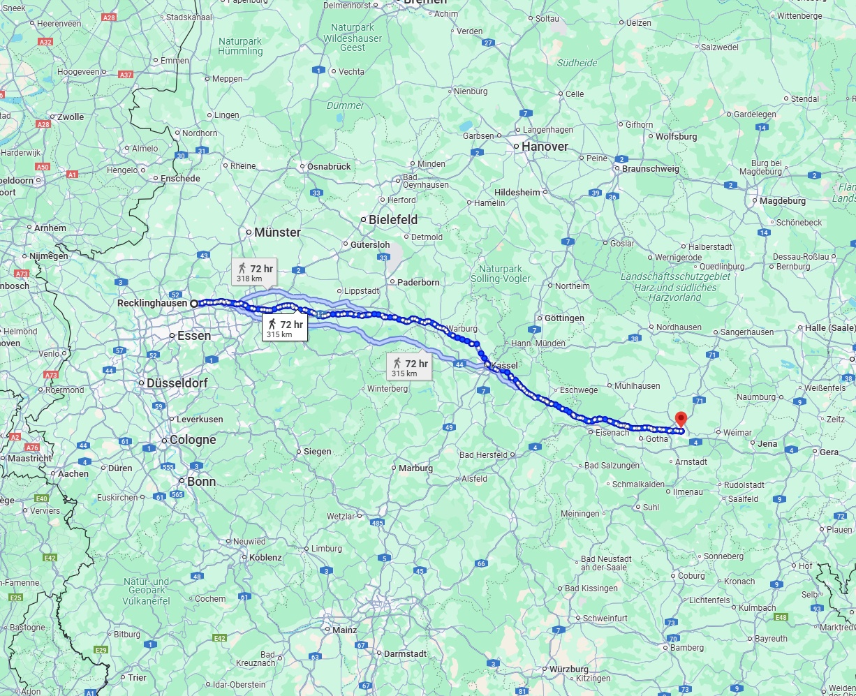 Anreise von Recklinghausen Zu Erfurt Über 