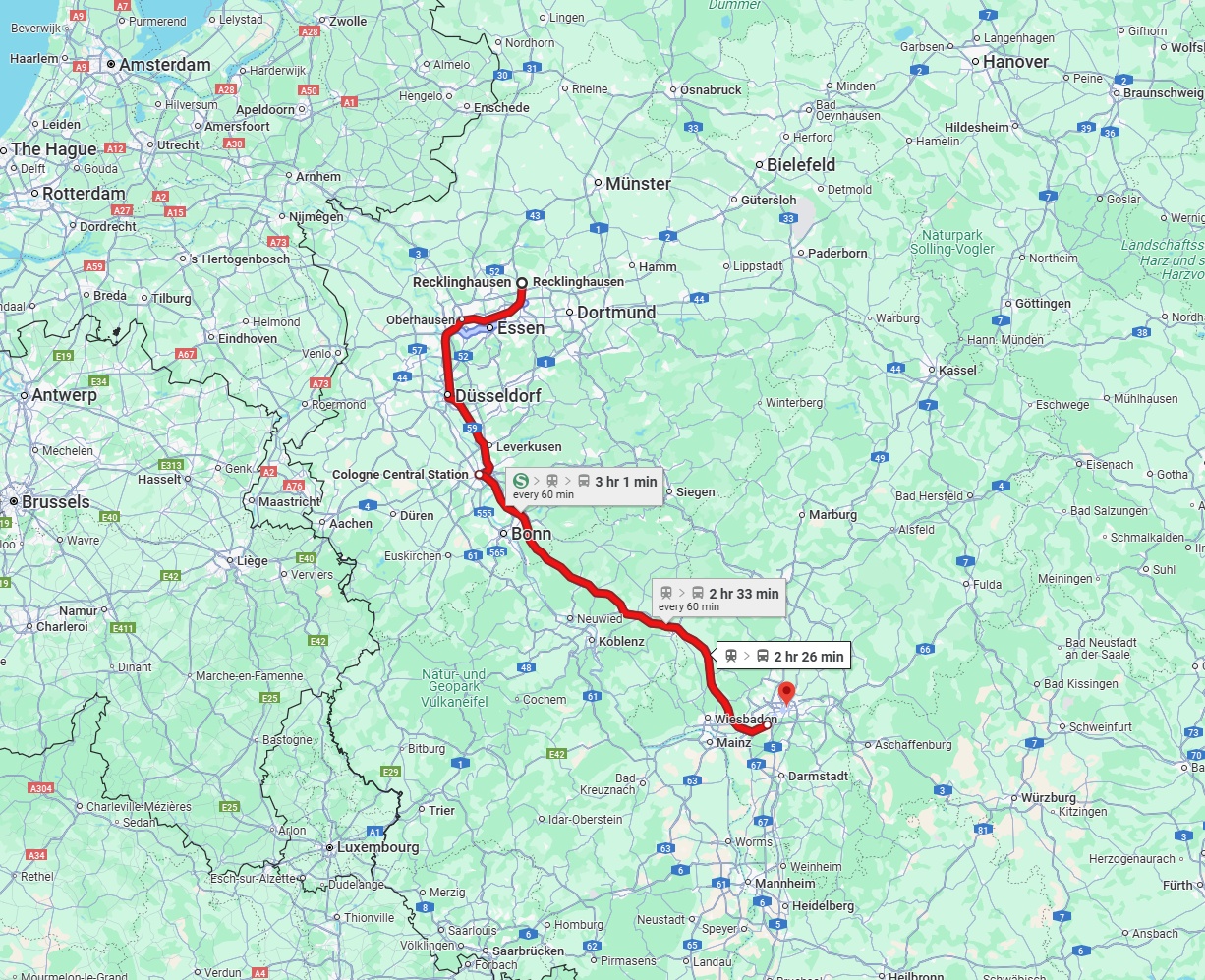 Anreise von Recklinghausen Zu Frankfurt am Main Über 
